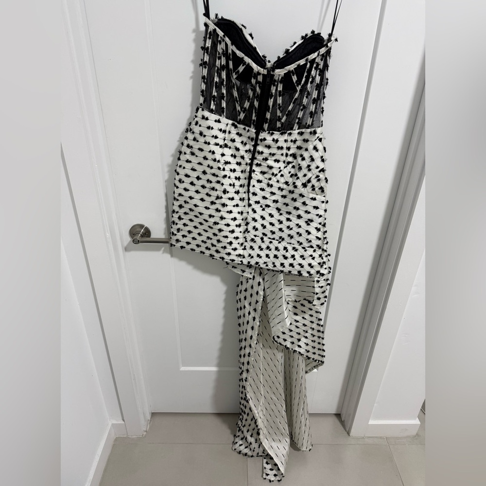 Eliya The Label Georgette Strapless Corset Mini Dress Black White Size M NWT - Picture 7 of 12